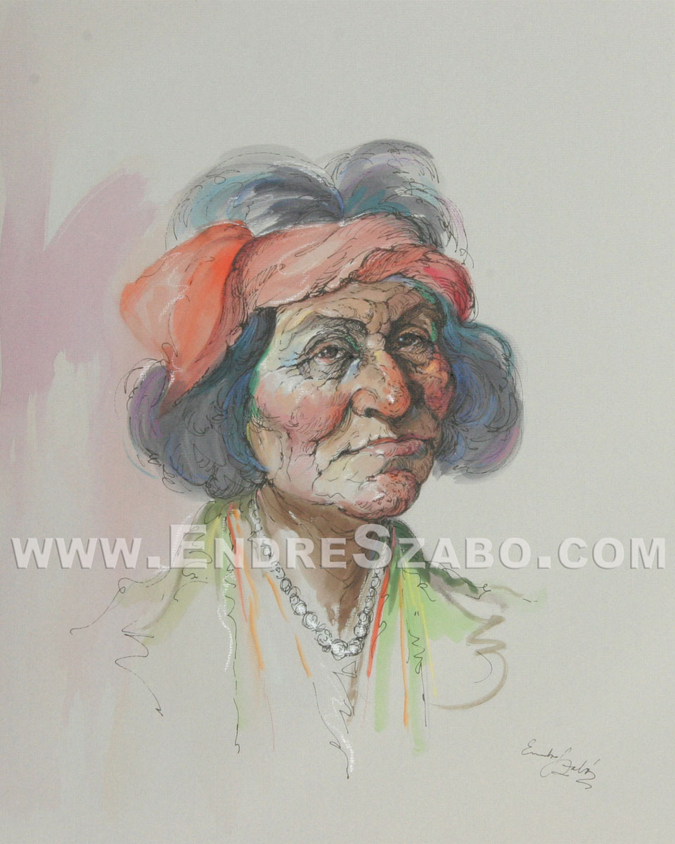 Old West Romani Woman Lolli, Original Mixed Media Art